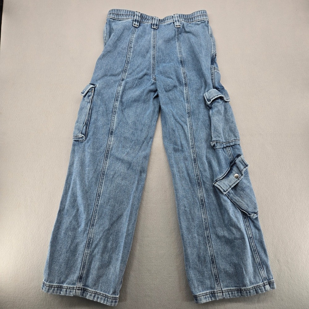 PacSun Puddle Zip Off Low Rise Denim Cargo Pants Medium Wash Jeans Womens Size M - Picture 5 of 13